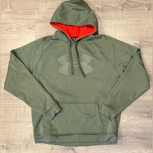 Under Armour Olive Hoodie with Vibrant Orange Interior